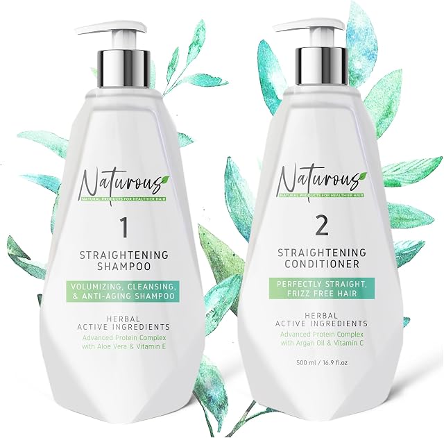 First Active Straightening Shampoo Kit Keratin - 1 Week Smooth Silky Shiny Hair - Contains Organic Herbal Ingredients - Natural Anti frizz blowout treatment -Sulfate, Salt, Paraben Free - 16.9 fl oz