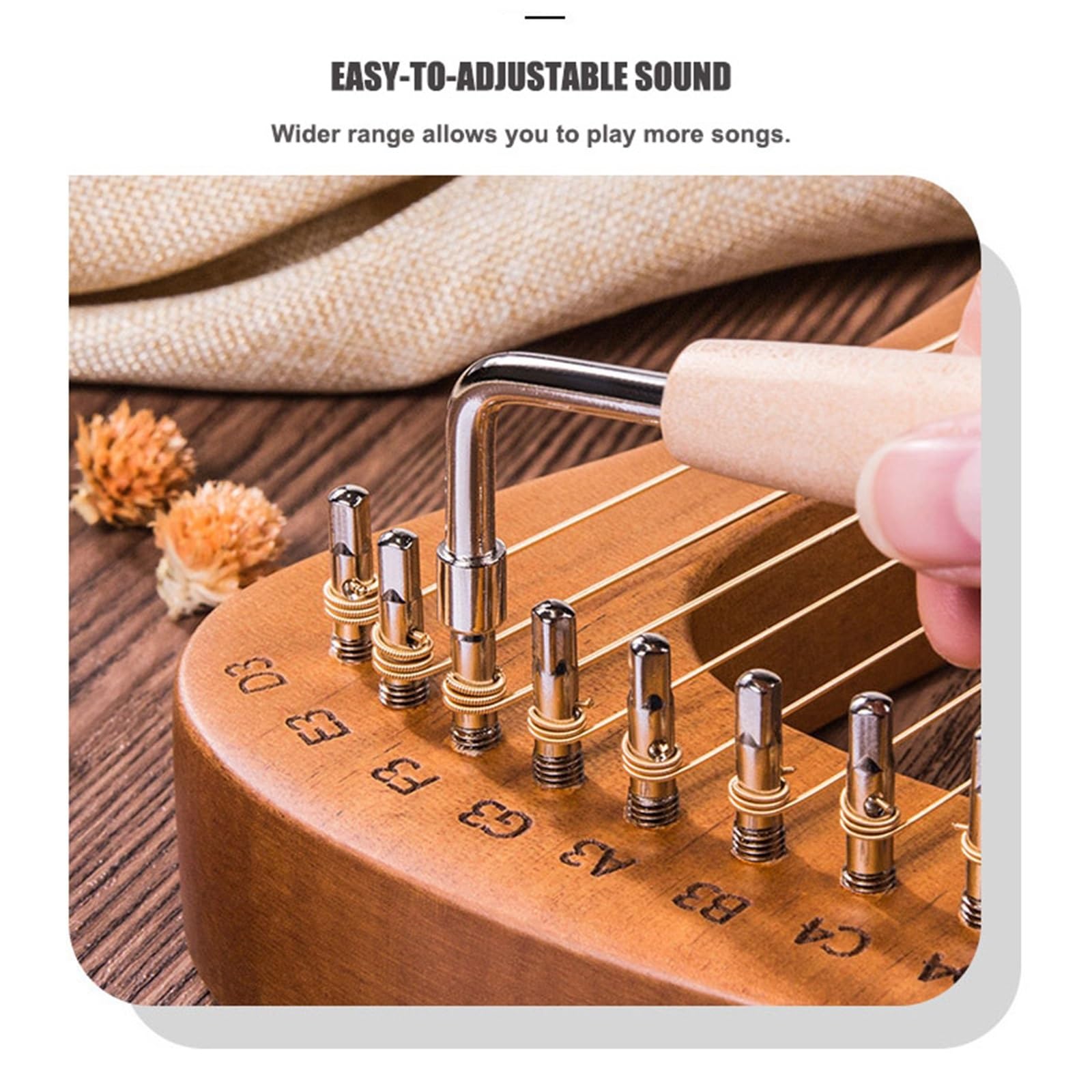 16-nutowa Mini Lyre Harp – przenośny instrument muzyczny dla początkujących, w kształcie lutni z wzorem lotosu, kompaktowa lira w pudełku do domu i podróży