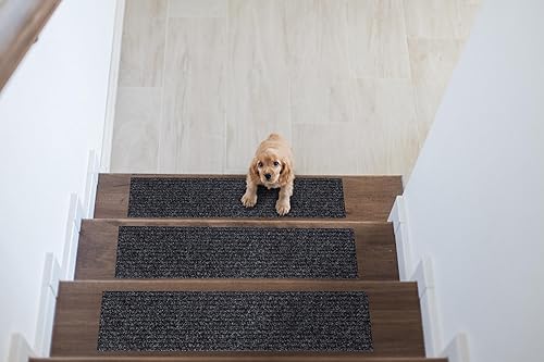 Miniatura 10 de Ottomanson Pisadas de escalera impermeables de diseño sólido lavable a máquina, 8 x 30 pulgadas, para interiores y exteriores, impermeables, para