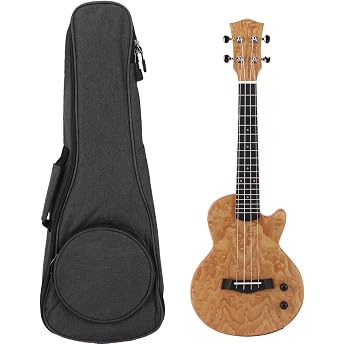 Luqeeg 23" Bluetooth Electric Ukulele, Okoume Carbon Fiber Ebony with Sound Amplifier Wireless Pairing, Perfect for Daily Mus