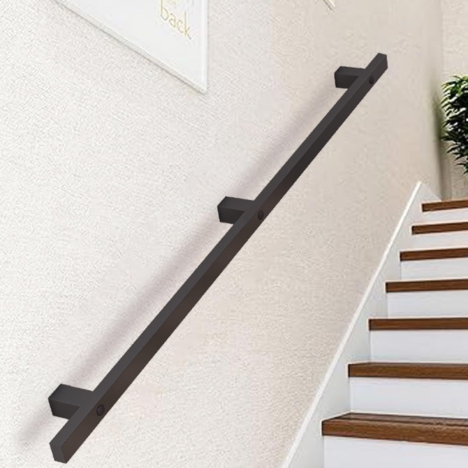 Fkxsxaz Modern Handrail For Stairs, 1M 2M 3M 4M 5M 6M Iron Pipe Stair Banister Rail，Safety Indoor Wall Mounted Exterior Staircases Railing Foot Rail Support Porch Steps Grab Bar(9.2Ft/280C