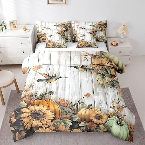 Miniatura 24 de Feelyou Juego de edredón de flores con sábanas, tamaño individual, cama de flores groovy en una bolsa, diseño de flores hippie de los años 70, juego