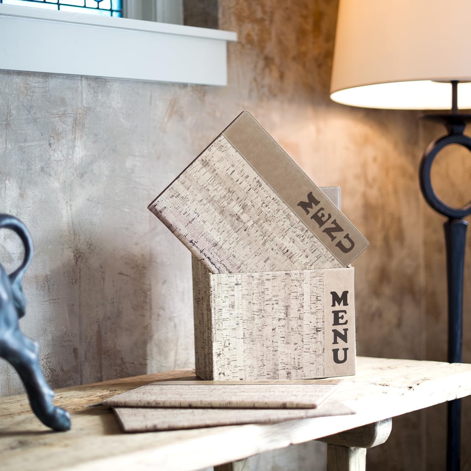 SECURIT Porta Menu Linea Design A4 Similpelle Cork Beige 1 Doppio Inserto