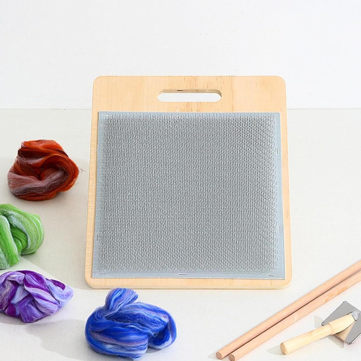 Wool Blending Board Carding Brush Set Wool Hand Carders Wood Brush Comb Needle Felting Tools Spinning Hand Supplies Yarn Carding Board for DIY Yarn, Felting, and Fiber Preparation
