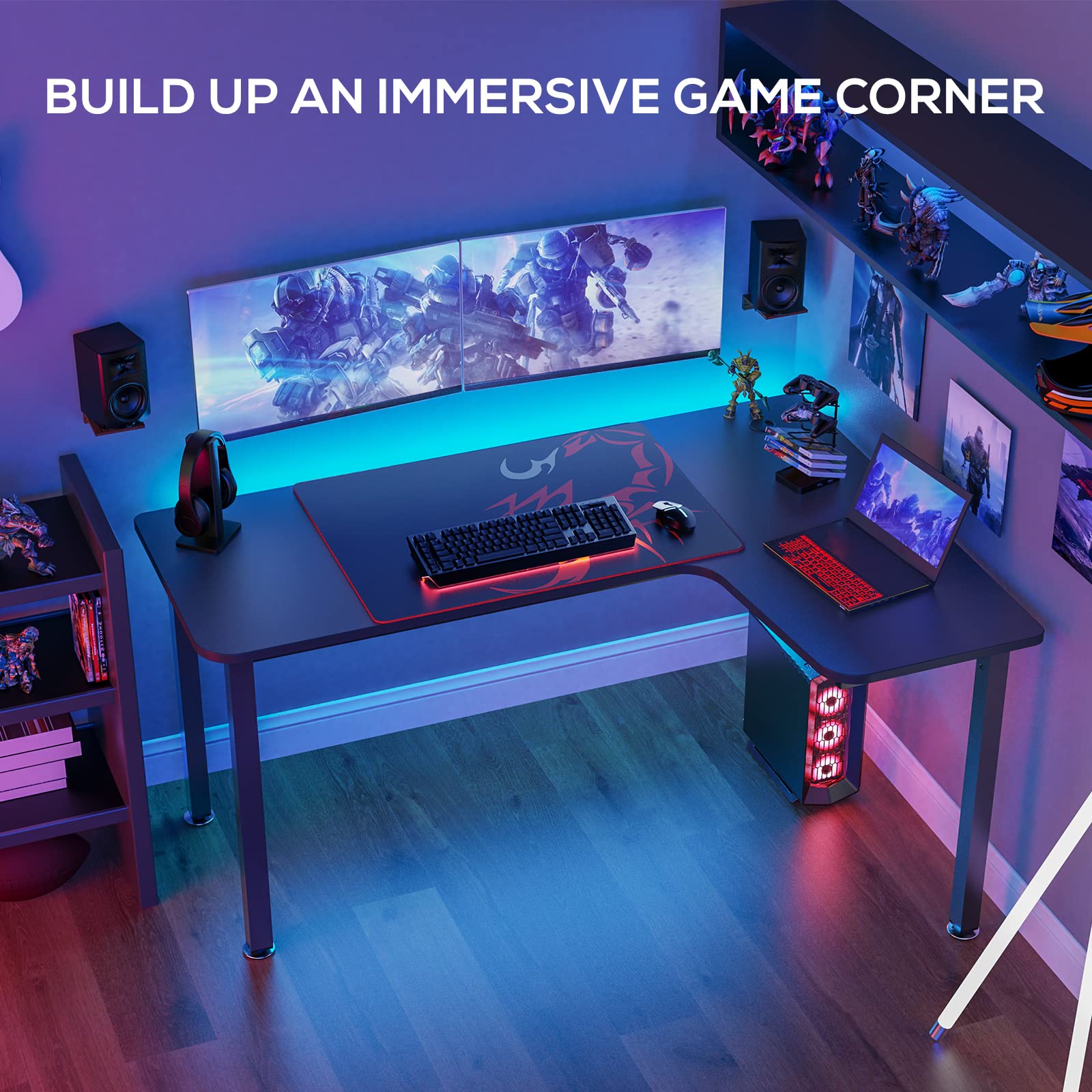 EUREKA ERGONOMIC Gaming Desk 155cm Corner Desk Large L Shaped Gaming