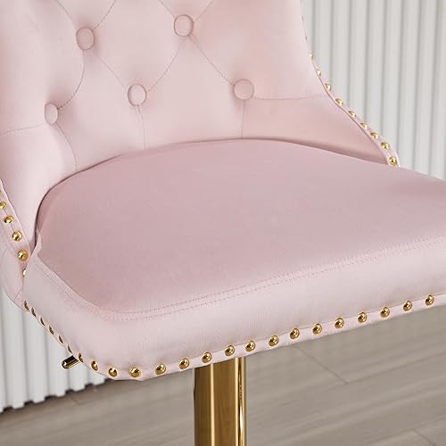 Miniatura 3 de Chummaven Juego de 2 Taburetes de Bar de Terciopelo Giratorios Sillas de Mostrador de Cocina con Respaldo Alto Acolchado Taburetes de Bar Modernos