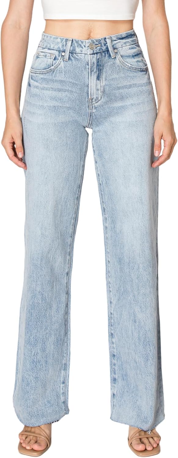ONESO Wide Leg Jeans for Women Stretchy High Waisted BBL Jeans Trendy Boyfriend Baggy Mom Jean