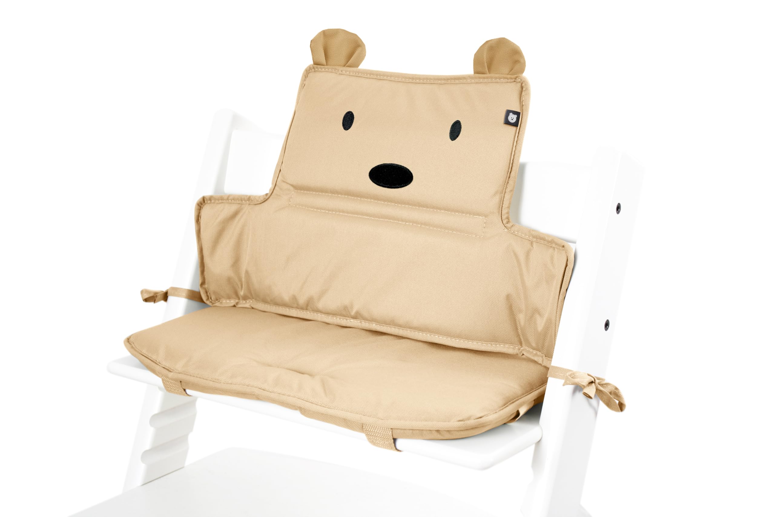 Hochstuhl Sitzkissen für Stokke Tripp Trapp - ergonomisches Memory-Schaum Kissen zur Rückenentlastung, Sitzpolster extra dick - Sitzverkleinerer Auflage ohne Verrutschen (Bär/Beige)