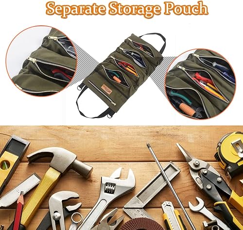 Miniatura 3 de Bolsa de almacenamiento de rollo de herramientas multiusos, bolsa de rollo de herramientas, funda de transporte portátil, diseño de bolsillo de gran
