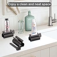 Vista 4 de Exprimidor de pasta de dientes - Exprimidor de tubo metálico en acero inoxidable UDQYQ Soporte para asiento de tubo de pasta de dientes (Negro mate)