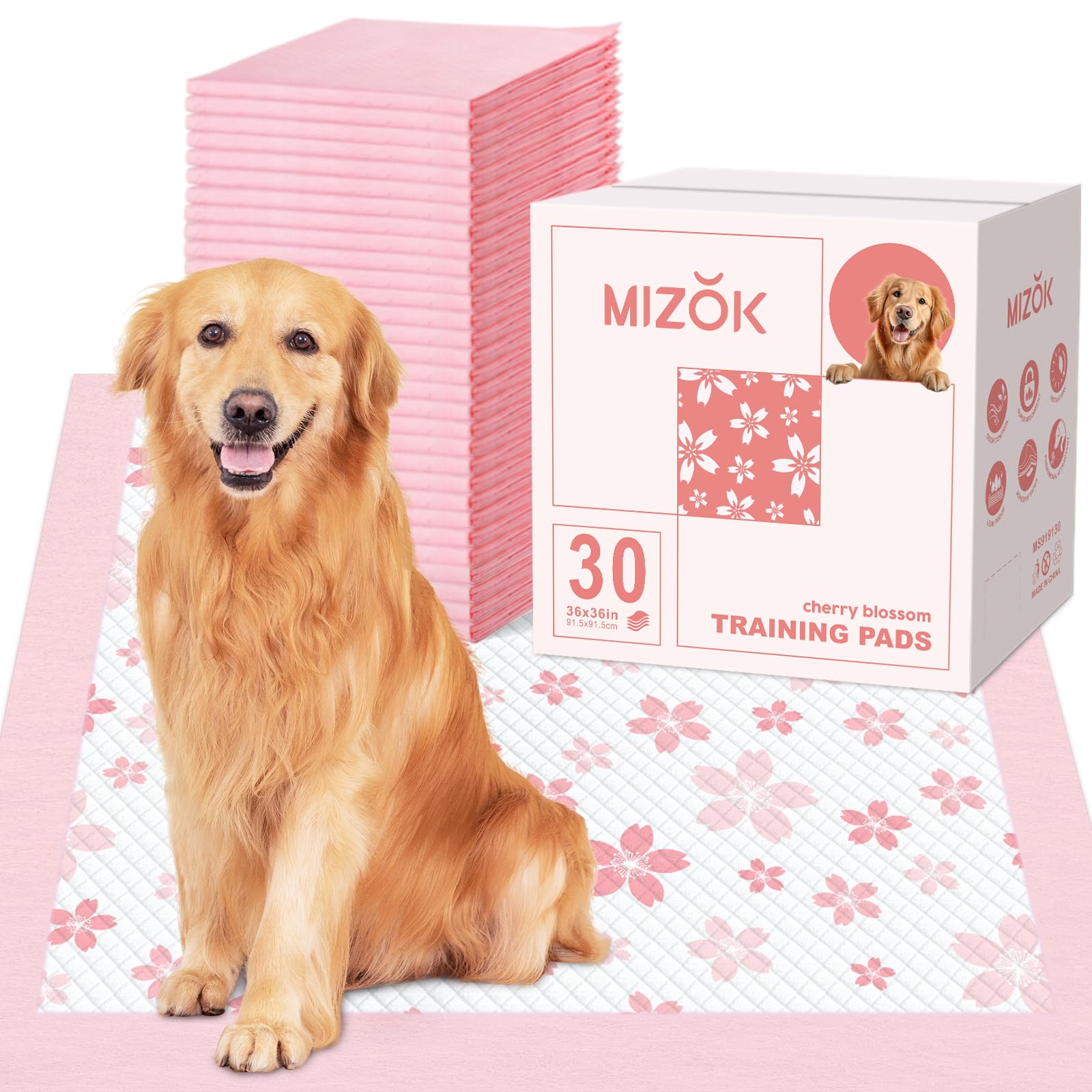 Amazon.com: MIZOK 36x36 Puppy Pads Pink, Dog Pee Pads Leak-Proof