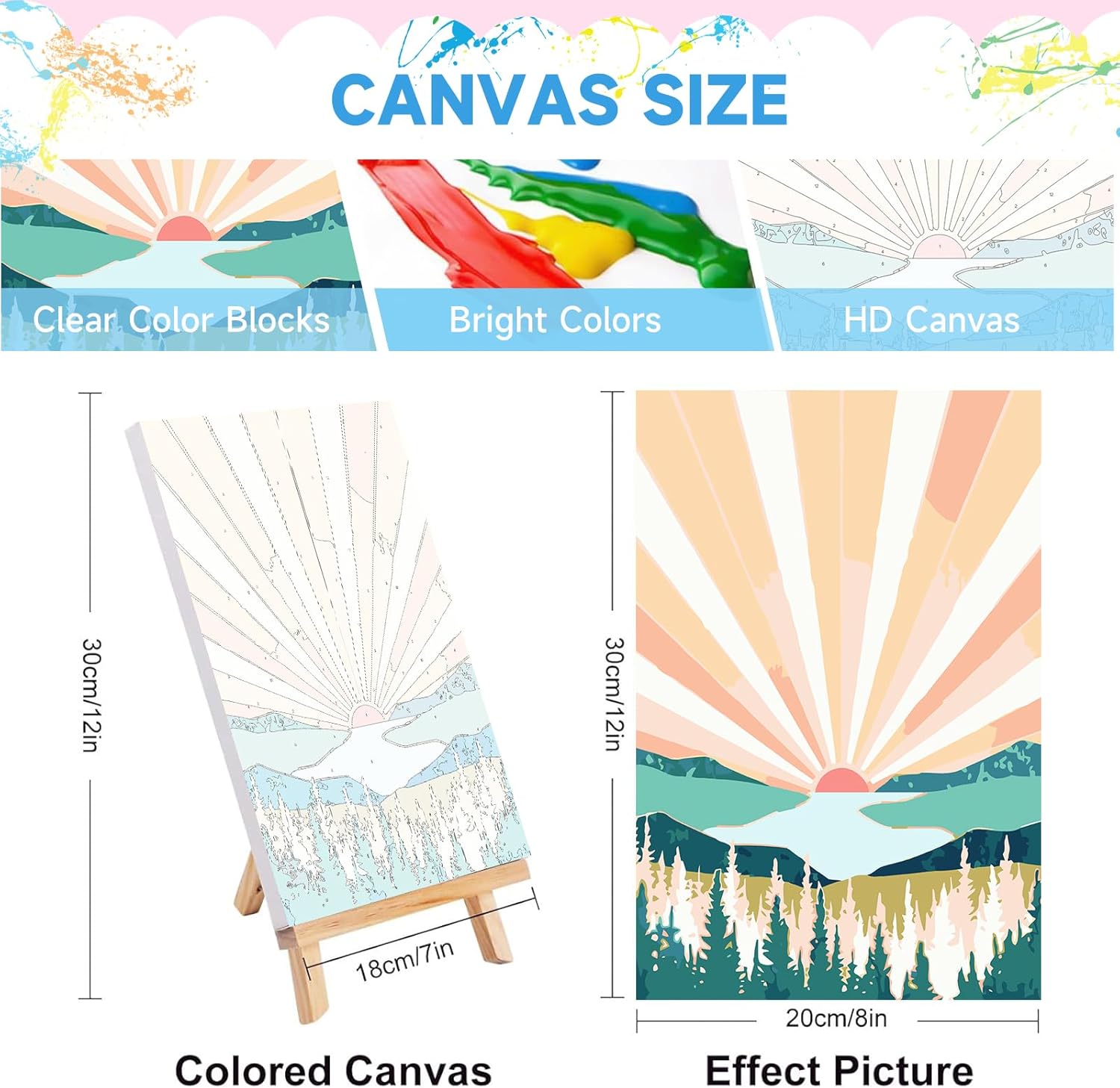JULOUYN 4 Pack National Park Paint by Numbers Kit for Adults with Framed, Sunset Sunrise Mountain Easy Paint by Number Kits On Canvas with Wooden Easel, Painting by Numbers for Beginner Gift 8x12 in