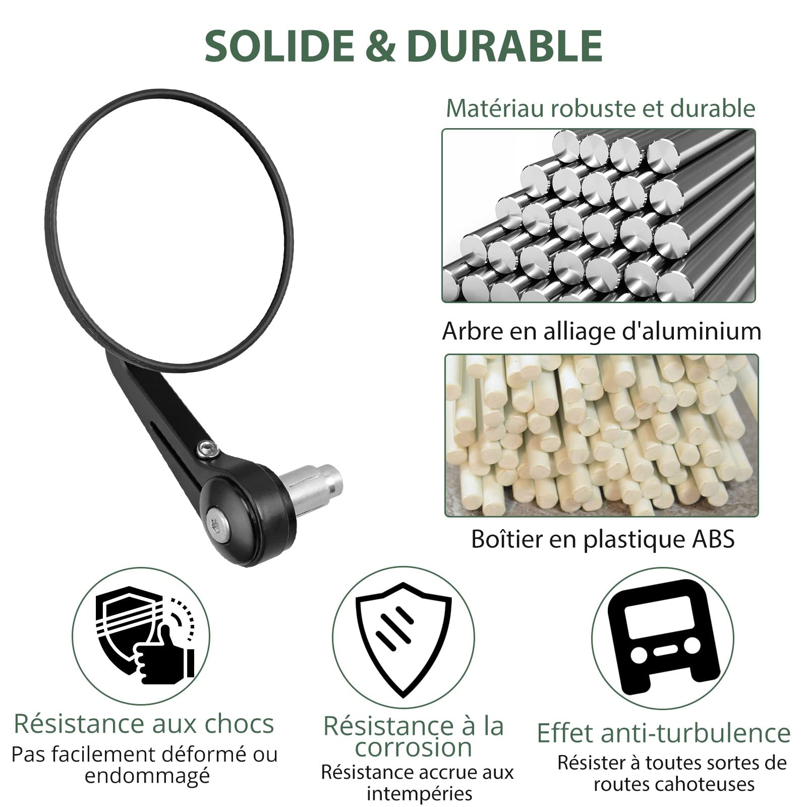 EYPINS Rétroviseurs Moto Universels de 22 mm Ronds en Alliage d'Aluminium Rotation à 360 Degrés pour Guidon Poignée de Moto Vélo Trotinette Scooter Haute Définition (1 Paire)