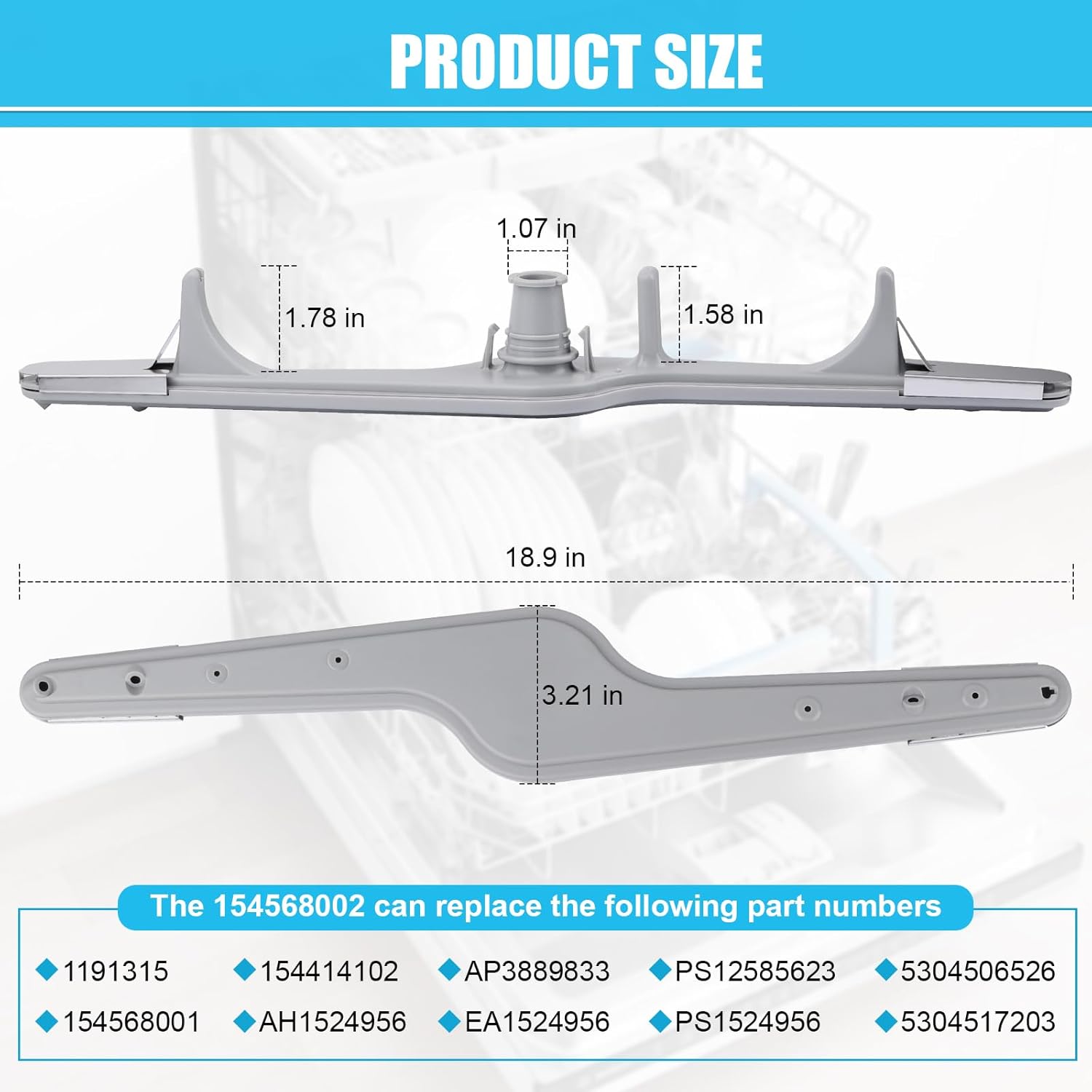 154568002 dishwasher lower spray arm for frigidaire kenmore dishwashers 1545680 pw asm 5304517203 ap3958746 1196170 1542508 dishwasher part 1543358 154414101 154250801 154250901 154281101