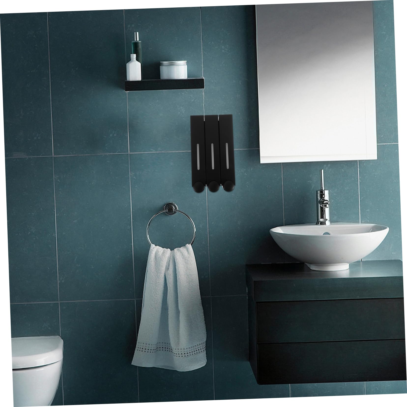 Dispenser Di Sapone Da Doccia Muro Erogatore Ricaricabile Per Shampoo e Bagnoschiuma Design Salvaspazio Per Bagno Elegante e Funzionale Tre Scomparti Per Prodotti Diversi