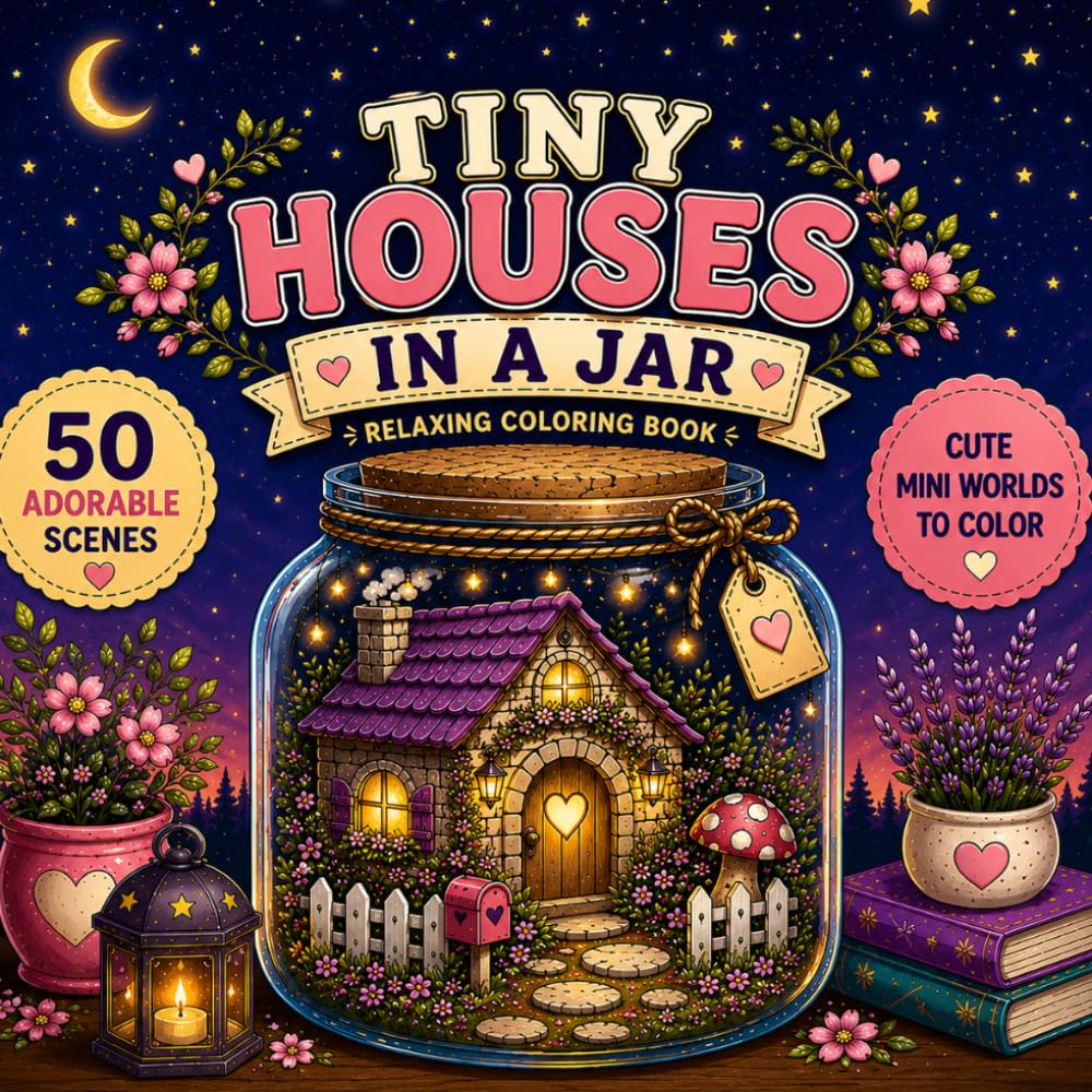 Tiny Houses in a Jar: 50 Adorable Scenes to Color