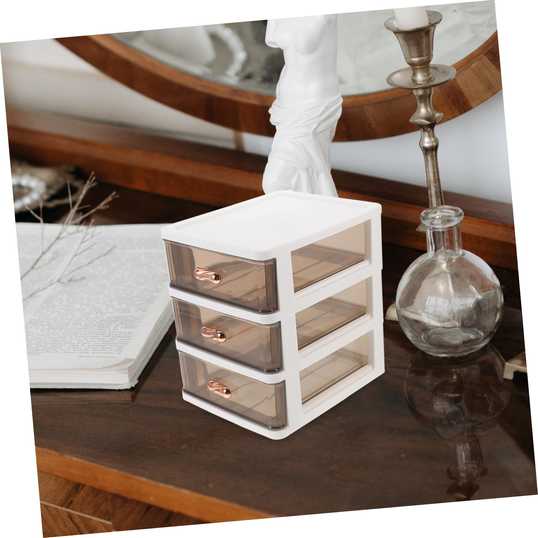 NUOBESTY 3piezas Organizador De Archivos De Escritorio De Caja De Almacenamiento Multicapa Para Cosméticos y Papelería Contenedor De Archivos Para Oficina Diseño Práctico y Funcional
