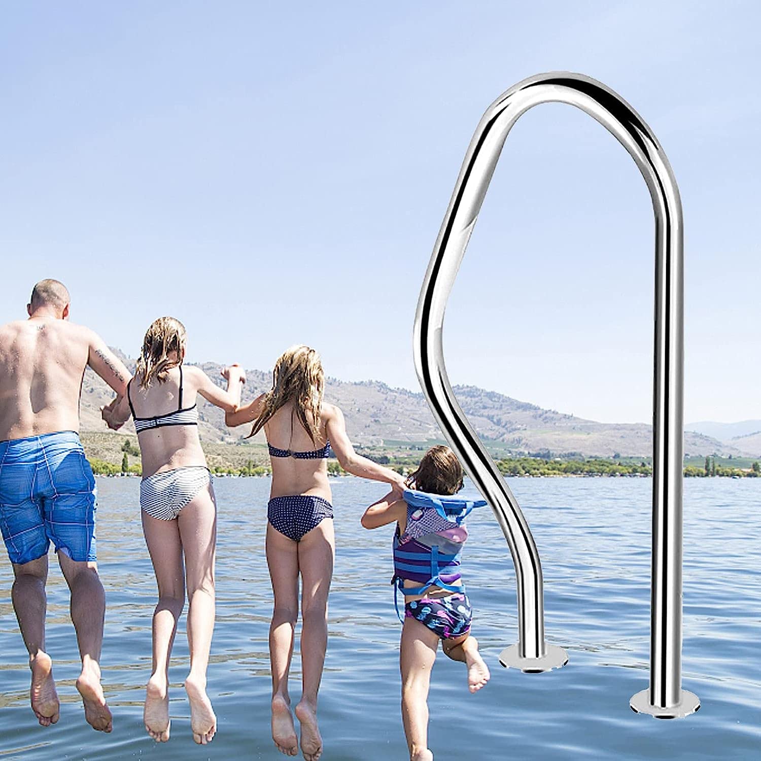 Main courante de piscine à montage facile avec une haute capacité de charge 113 kg
