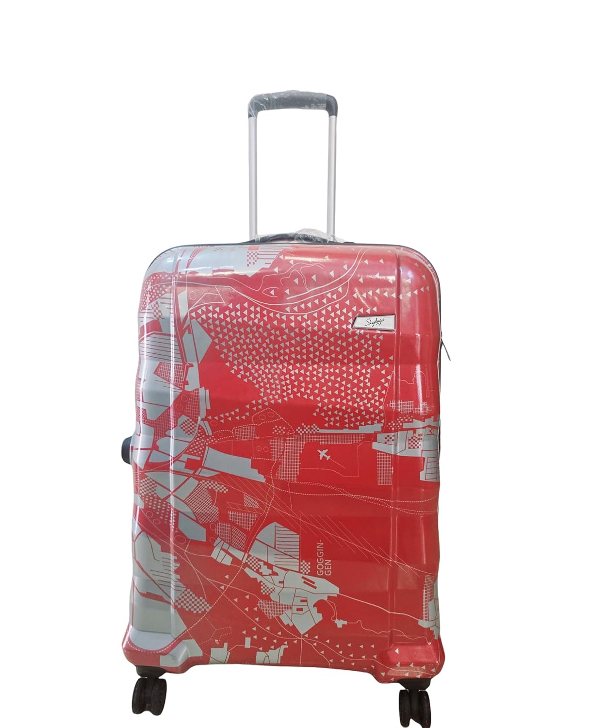 Skybags Luminous 75 cm Large Size Hard Sided Luggage Trolley Bag – Printed Red |Dual 8 Wheel|5 Years International Warranty