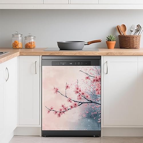 Miniatura 22 de Cubierta decorativa de imanes para lavavajillas de los años 70, diseño floral retro, impermeable, magnético, para lavavajillas, cubierta magnética