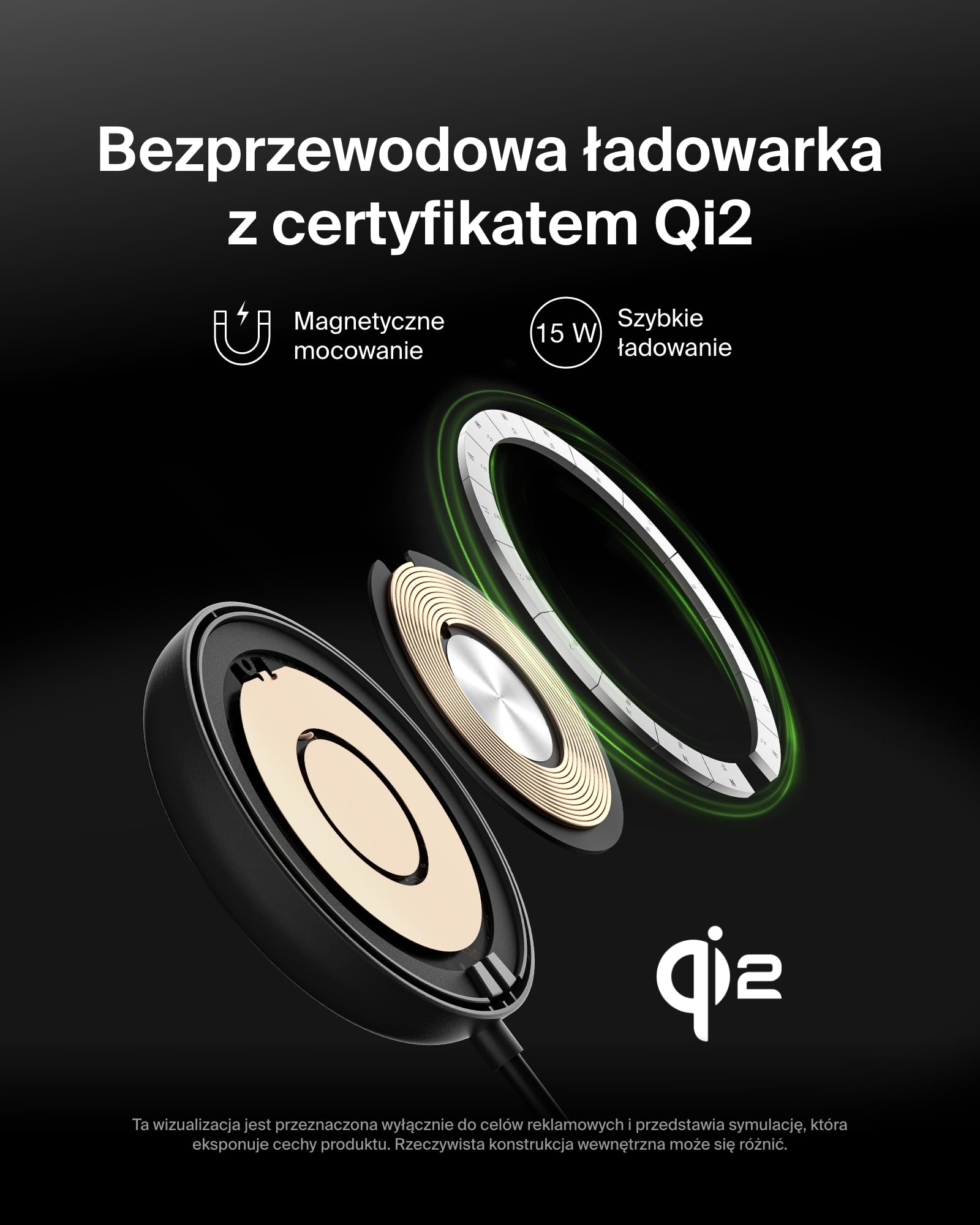 Belkin magnetyczna bezprzewodowa podkładka ładująca 15 W z podstawką – zgodna z MagSafe ładowarka Qi2 do urządzeń iPhone serii 16, Samsung Galaxy serii S25, AirPods zasilacz w zestawie – czarna