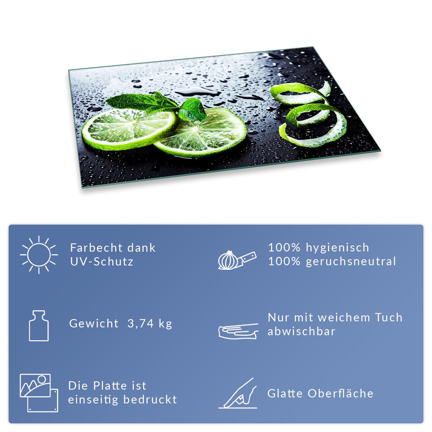 Herdabdeckplatte Abdeckung Ceranfeld Abdeckplatte Schneidebrett 1-Teilig 80x52 Lemon Grün Spritzschutz Glasplatte Ceranfeldabdeckung Schutz für Kochplatten Herdschutz Sicherheitsglas Glasschneidebrett