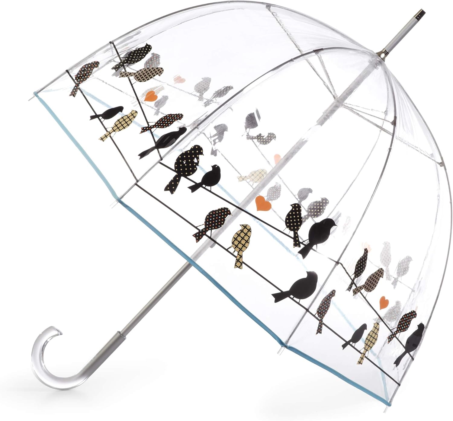Totes Adults and Kids Clear Bubble Umbrella with Dome Canopy, Lightweight Design, Wind and Rain Protection Umbrella Birds on a Wire Adults - 51" Canopy