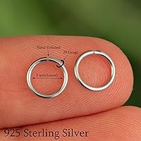 Vista 66 de Gold Hoop Earrings Silver Hoop Earrings - Hoop Earrings For Women Two Pcs Of Thin Gold Filled Sterling Silver Hoops, Helix Hoop, Tragus Ring