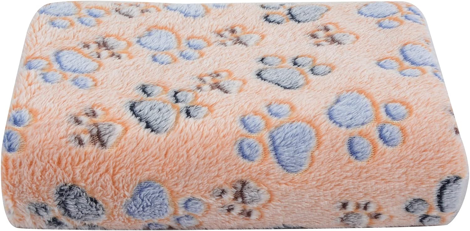 SUNLAND Premium Flannel Pet Blanket Super Soft Warm Sleep Mat Cute Paw Print Pet Blanket for Cats,Puppy,Small Medium Large Dog 30 Inch x…