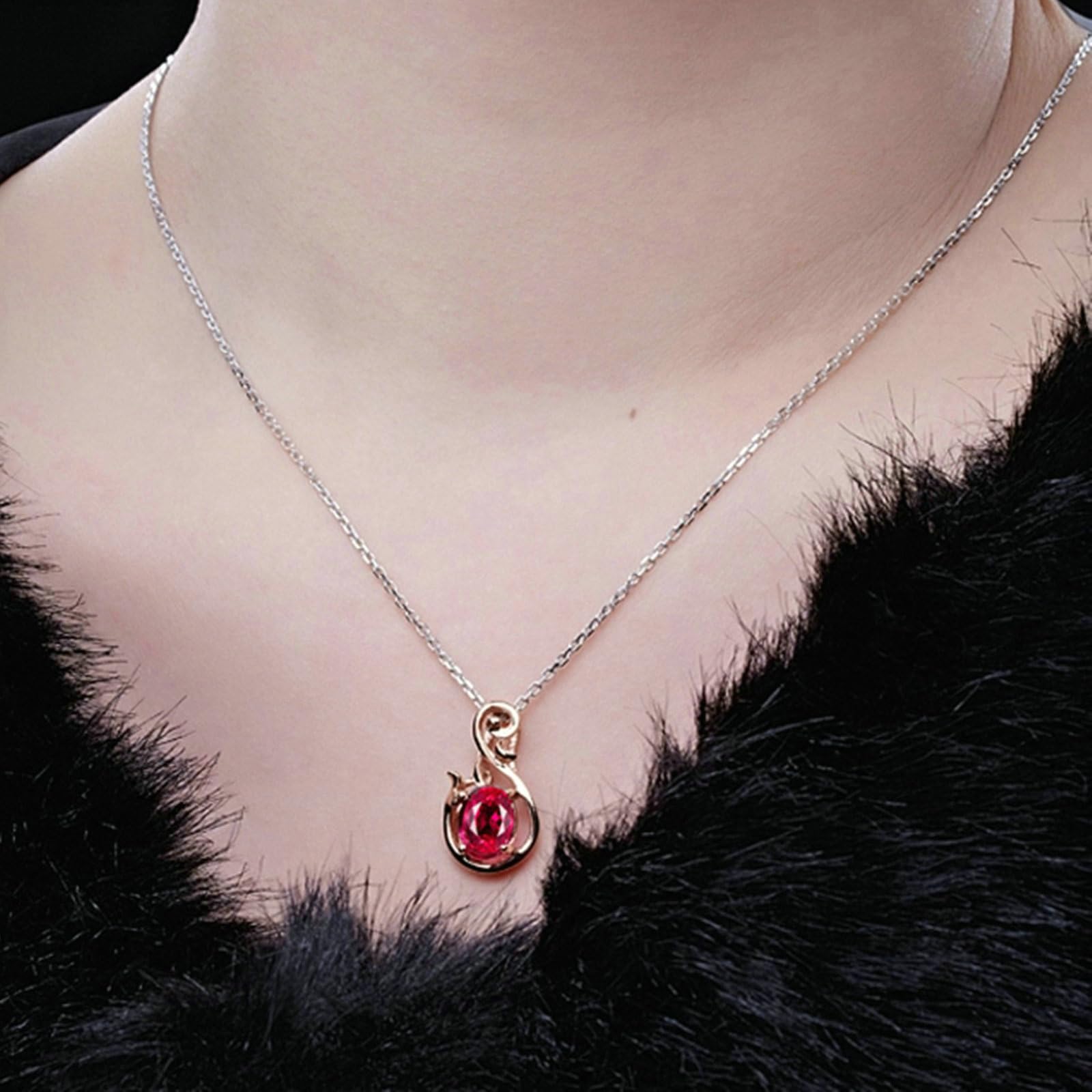 Łańcuszek damski z czerwonego złota, prawdziwe 750 585 375, zawieszka charms, nieskończoność z czerwonym turmalinem, 1,35 ct, łańcuszek damski, 45 cm, na wesele