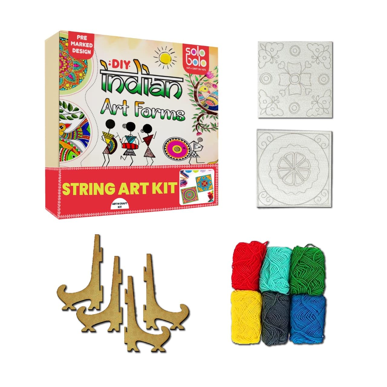 SOLOBOLO String Art Kit with PreMarked Canvas Art Board Art and