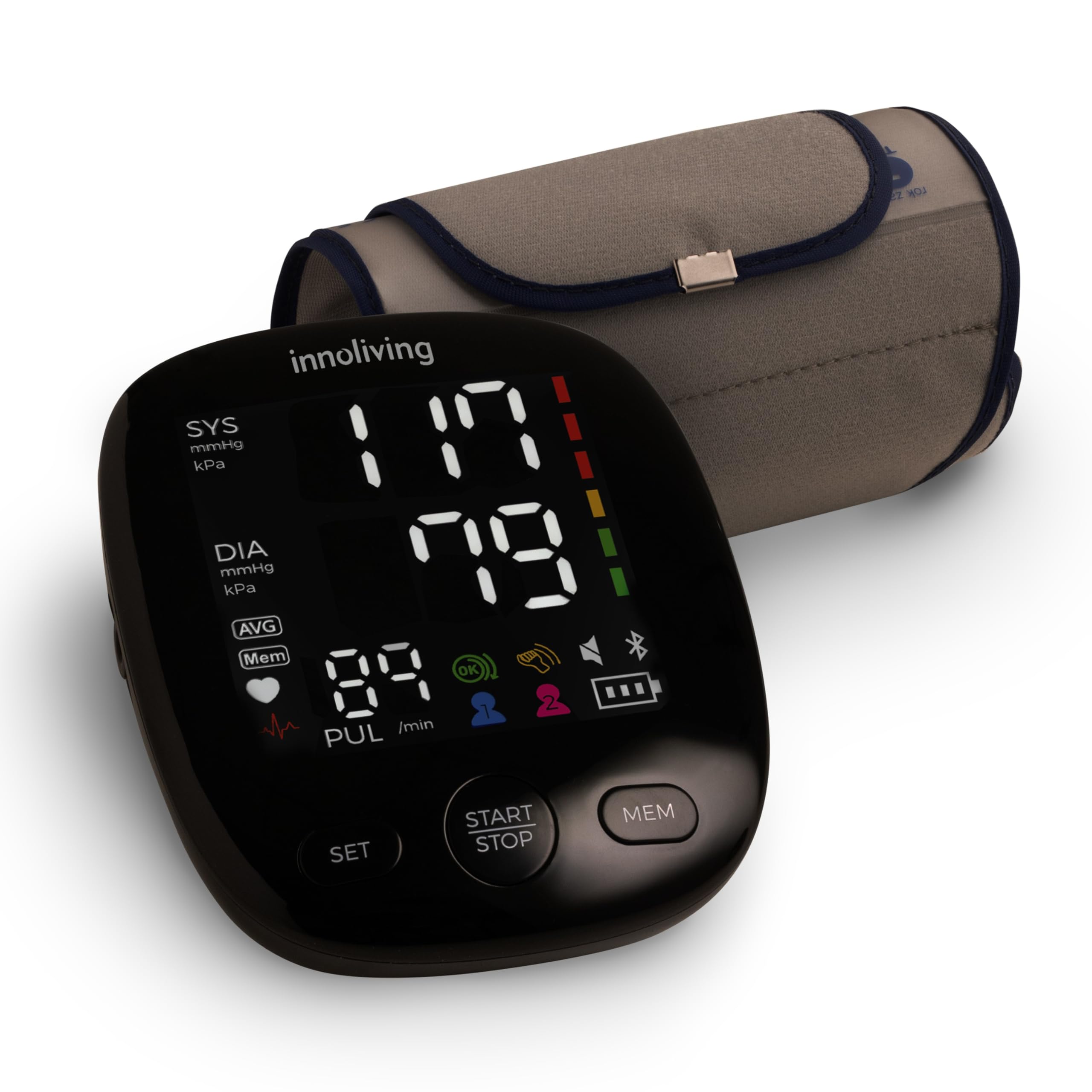 Innoliving Misuratore Di Pressione Da Braccio Digitale E Automatico, Display Lcd Grande, Facile Da Usare, Rilevazione Di Pressione Sanguigna E Battito Cardiaco, Memoria Integrata (INMD-FC-BP131) - 4