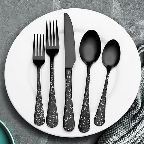 Miniatura 6 de O.C.E. Juego de cubiertos de acero inoxidable mate, juego de cubiertos de 20 piezas para 4 personas, acabado satinado, apto para lavavajillas