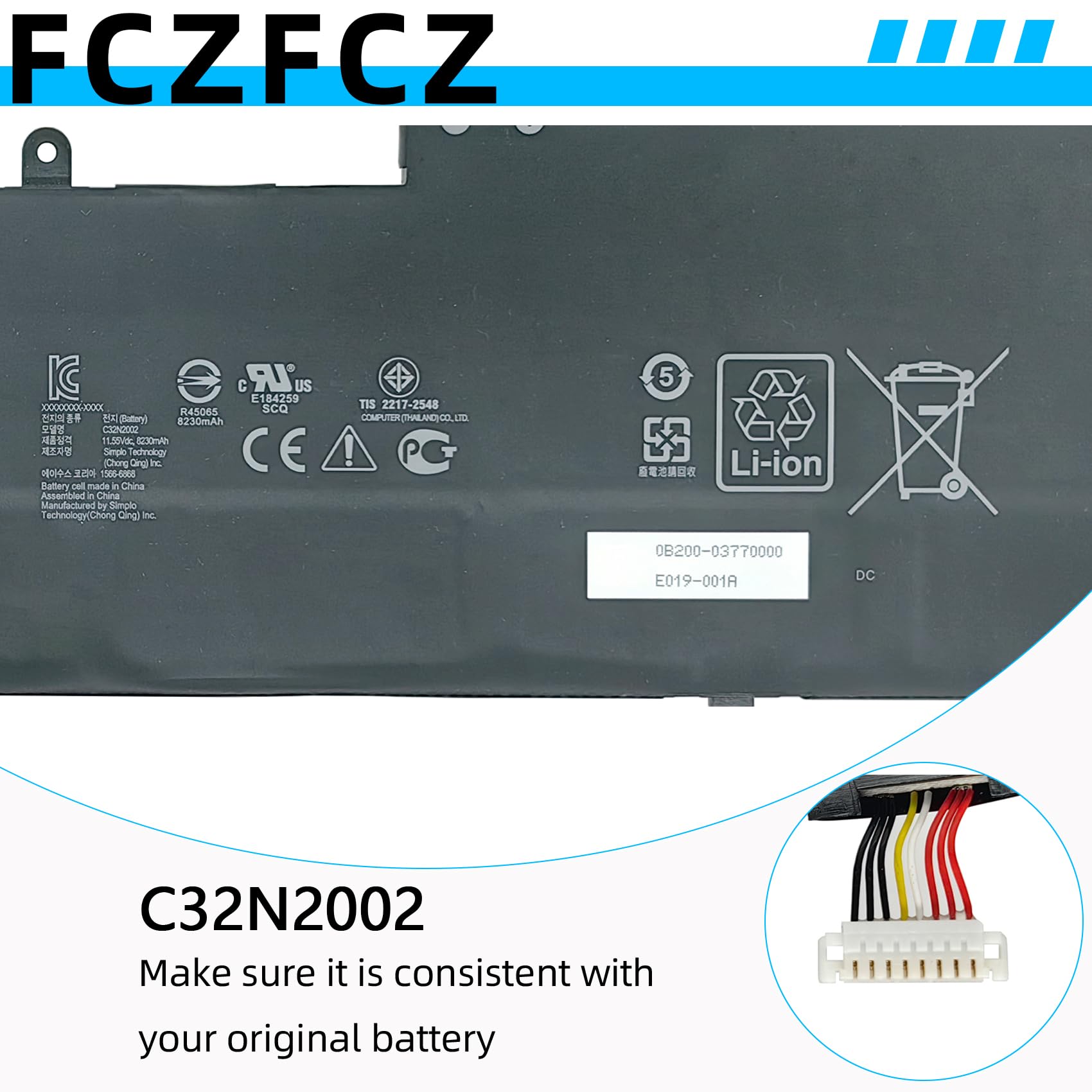 Amazon.com: FCZFCZ C32N2002 96Wh 8230mAh Battery Replacement for