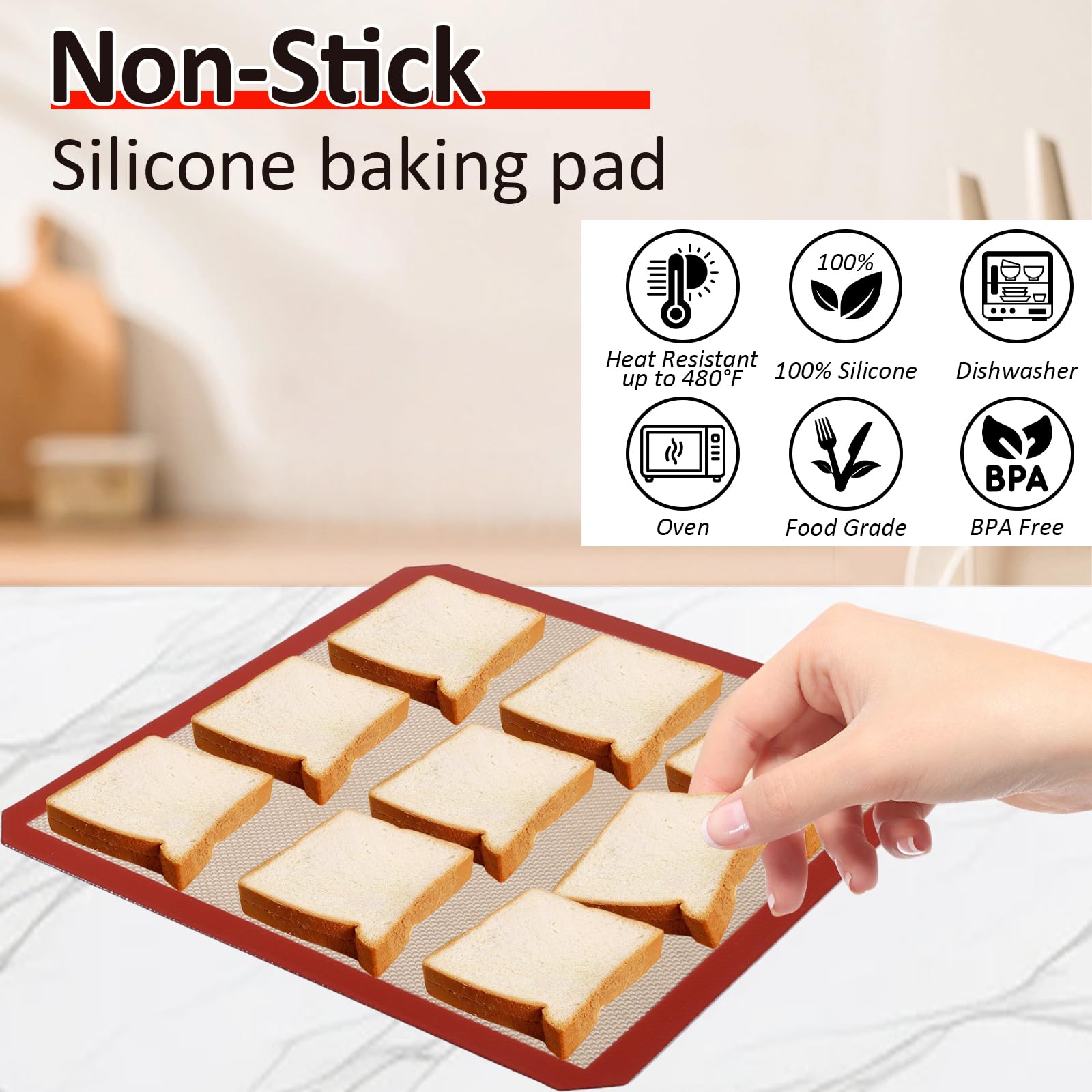 Wiederverwendbare quadratische Silikon-Backmatte für 30,5 cm Kuchenform, 30,5 x 30,5 cm, Käsekuchenpfanne/Toaster/XL-Luftfritteuse, 30,5 cm, quadratische Silikonmatte in Lebensmittelqualität, für