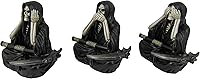 Vista 3 de DWK See No Evil Speak No Evil Hear No Evil Grim Reaper Figuras decorativas Decoración de estante gótico de 3 piezas Figura de la parca