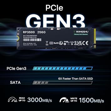 256GB NVMe SSD M.2 PCIe Gen 3×4, Read Speeds Up to 3,000 MB/s, M.2 2280 Internal Soild State Drive, SLC Cache 3D NAND TLC Compatible with Laptop and PC Desktops (RP3500)