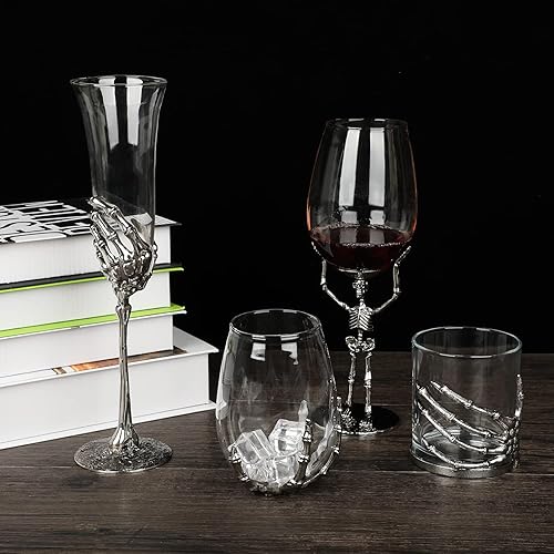 Miniatura 2 de Copa de vino de calavera de Halloween, copa de vino de mano de fantasma de esqueleto, vasos de Halloween, copa de mano de esqueleto, regalos de