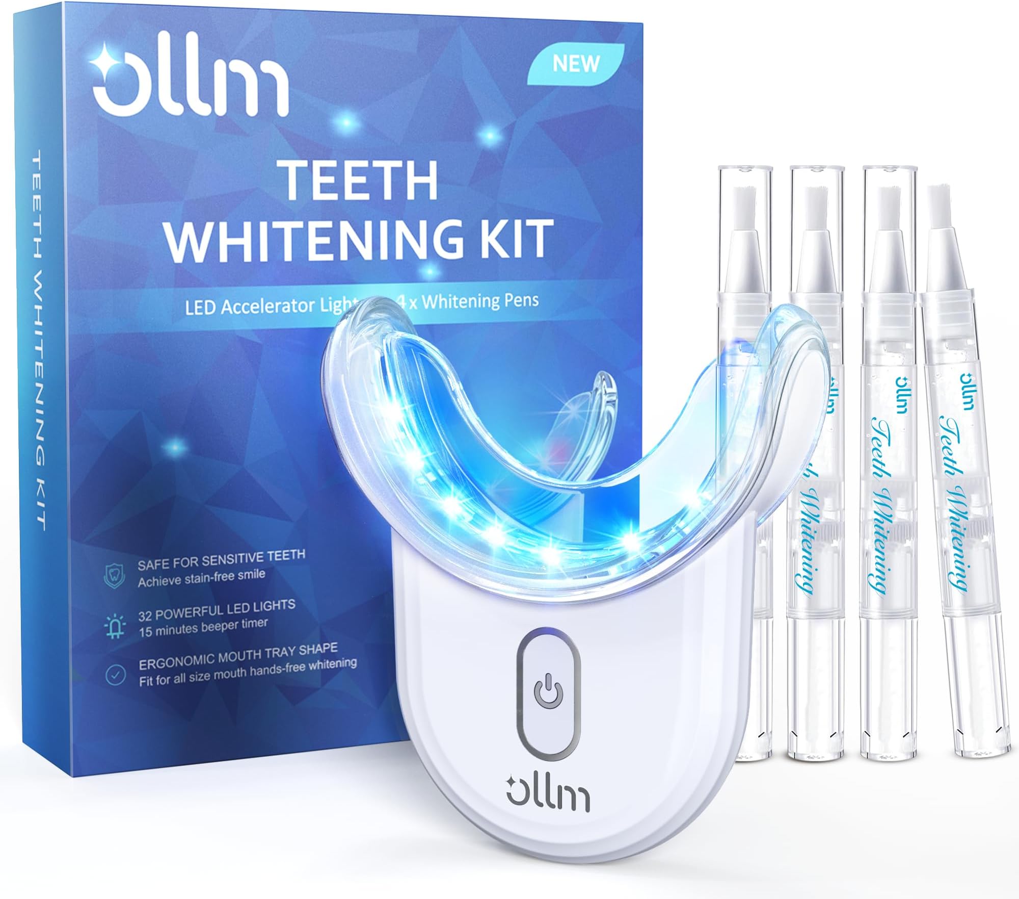 Teeth Whitening Kit with LED Light - White Sensitive Tooth 35% Carbamide Peroxide Gel Pen Dental Mouth Trays Whitener Professional Bright Brace Oral Care Product System for Home Work Travel