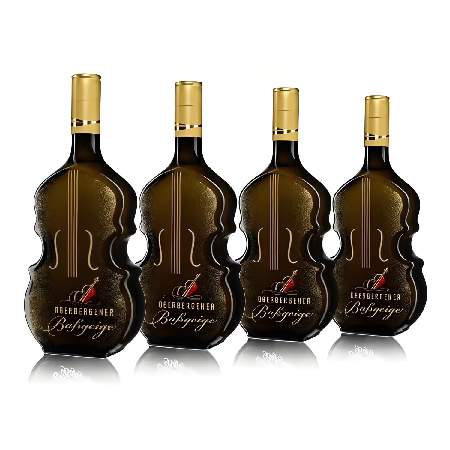 Oberbergener Baßgeige Grauer Burgunder trocken – 4 x 0,75 l – 12,5% vol. – elegante Formflasche, goldglänzend & fruchtbetont