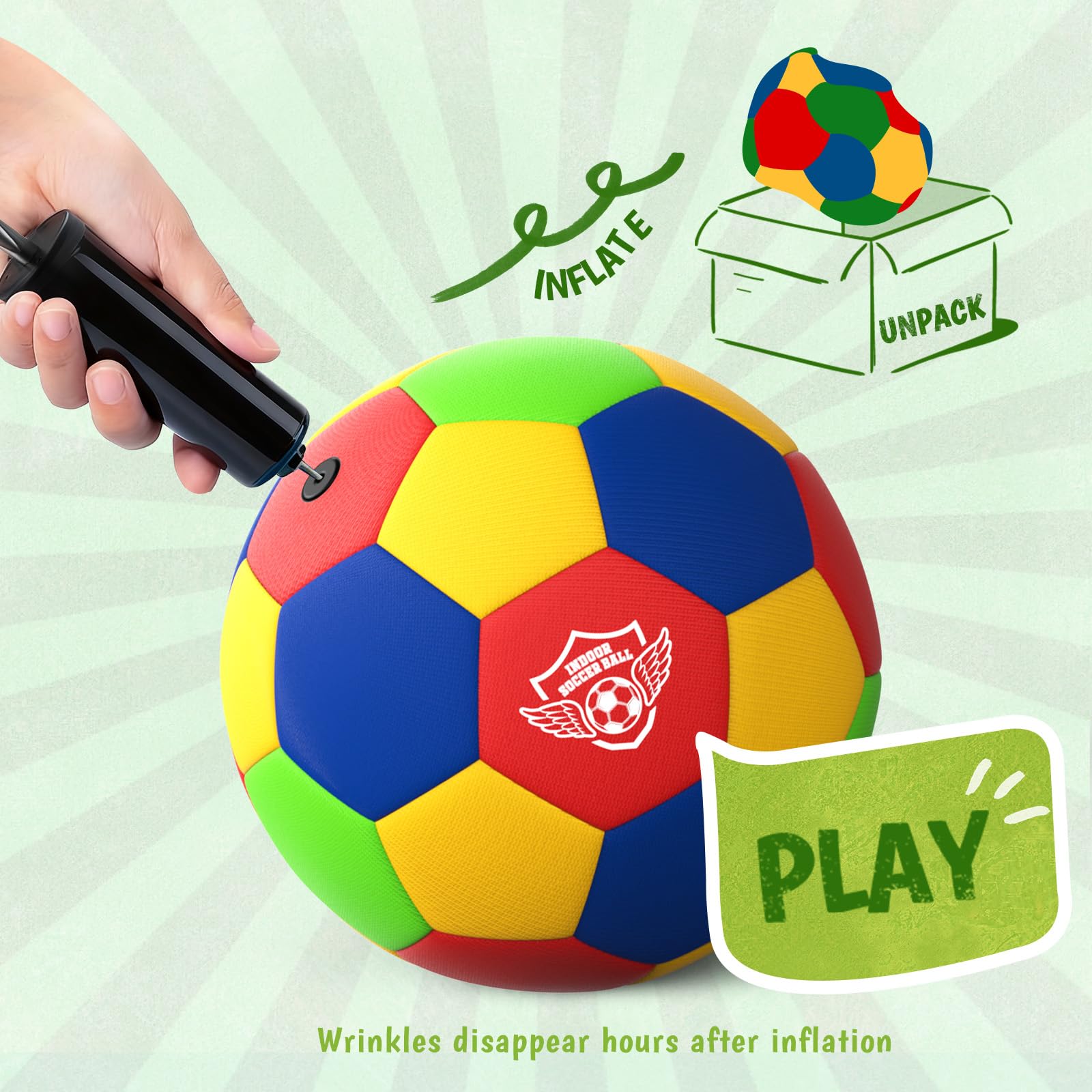 Balón de fútbol de interior para el hogar, tamaño estándar 4, suave y seguro para adolescentes de 3 a 12, regateo, entrenamiento