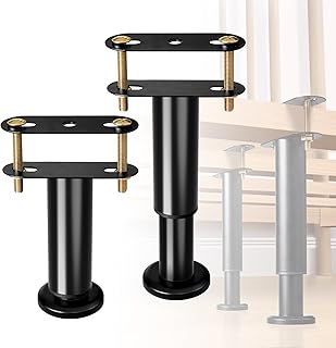 Adjustable Height Bed Frame Center Support Legs Replacement with Wider Base,Bed Reinforcement Kit for Metal/Wood Slats,Height from 5" to 9",Black-Set of 2