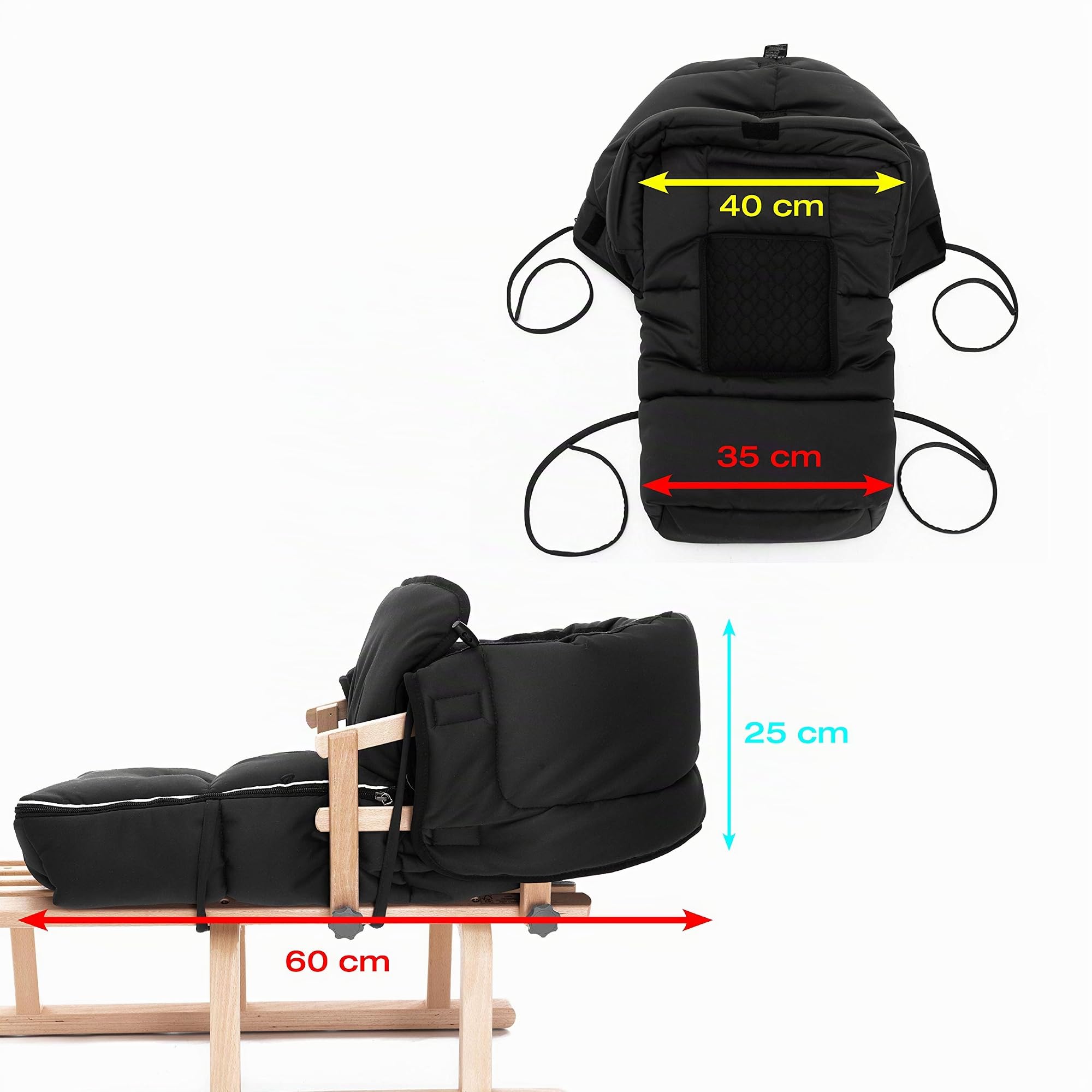 Lammfell Schlittensack von WERNER CHRIST – hochwertiger Kinder Winterfußsack für Schlitten, Schlitten-Fußsack mit Lammfell im Sitzbereich für Schutz vor Kälte und mehr Komfort beim Rodeln, universal