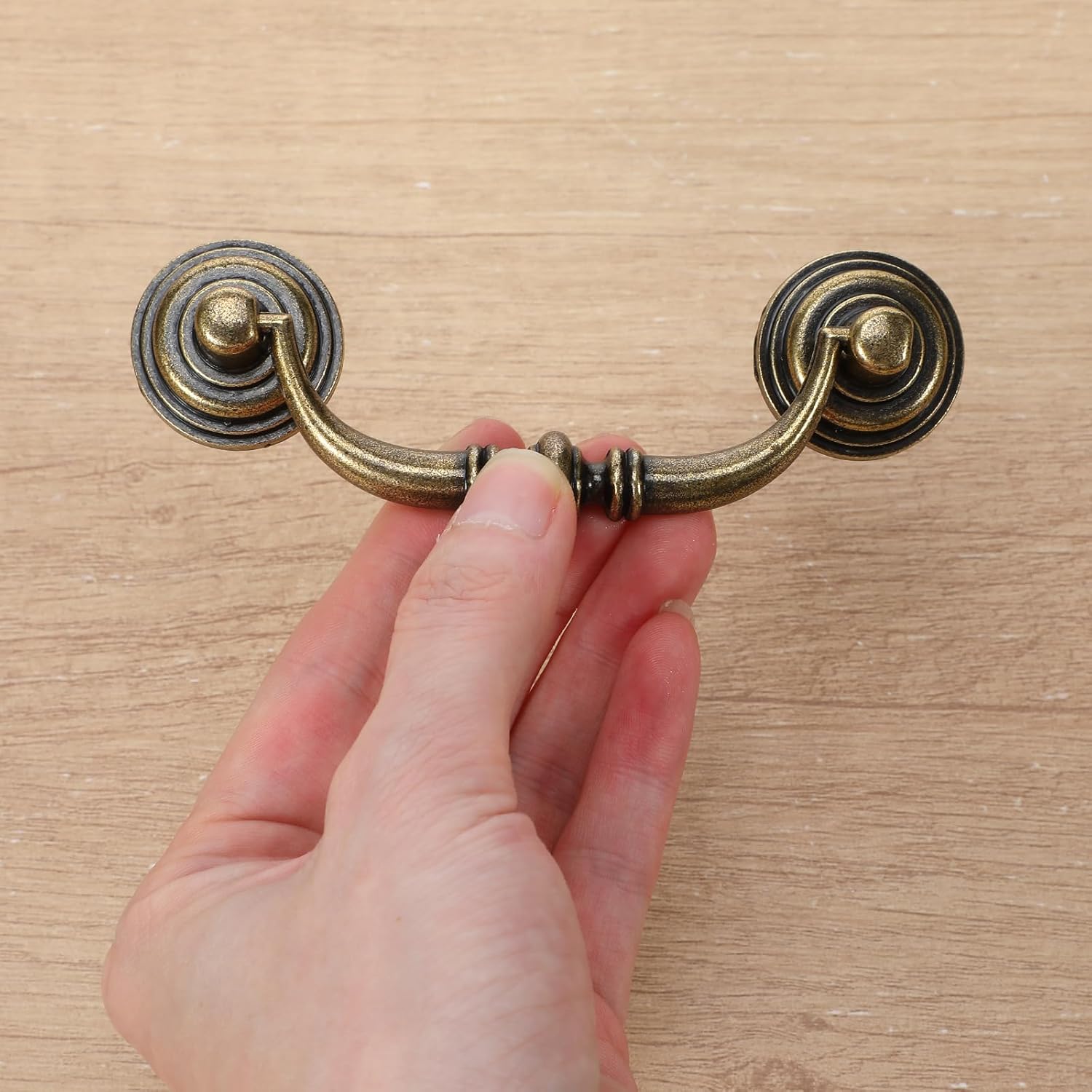 10 Pcs Antique Drop Bail Pulls, 3.5" Hole Center Shabby Chic Drawer Pulls Vintage Bronze Cabinet Pull Handles for Dresser Cupboard Wardrobe Kitchen Door, Total Length 4.5 Inches