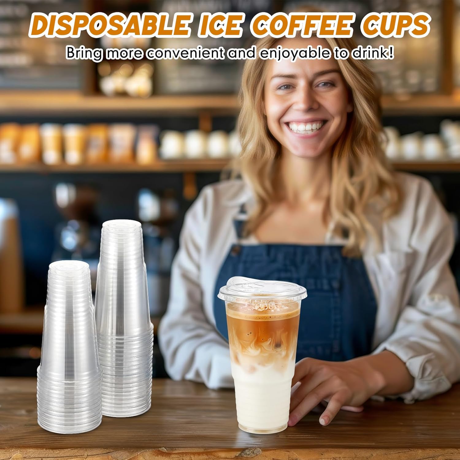 50 Pack 32 oz Clear Plastic Cups with Strawless Sip Lids, Oversized Iced Coffee Cups with Lids for Coffee, Tea, Milkshake, Smoothie, Cold Drinks, Party and Wedding, Event - Image 7