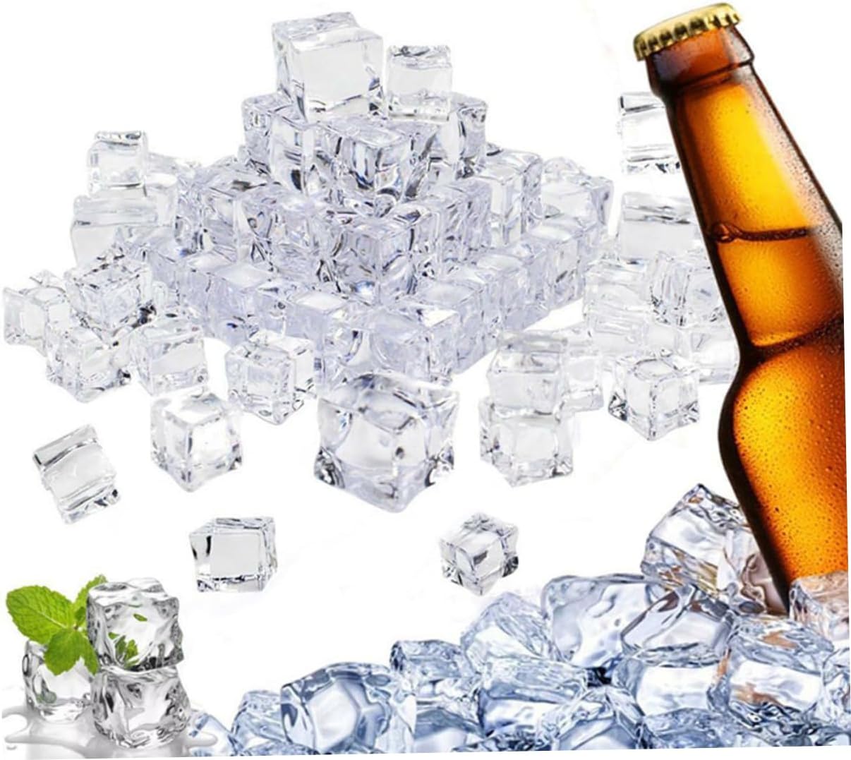 MAGICLULU Acrylic Fake Ice Cubes Reusable Realistic Looking Square Shape for Photography Props Vase Fillers