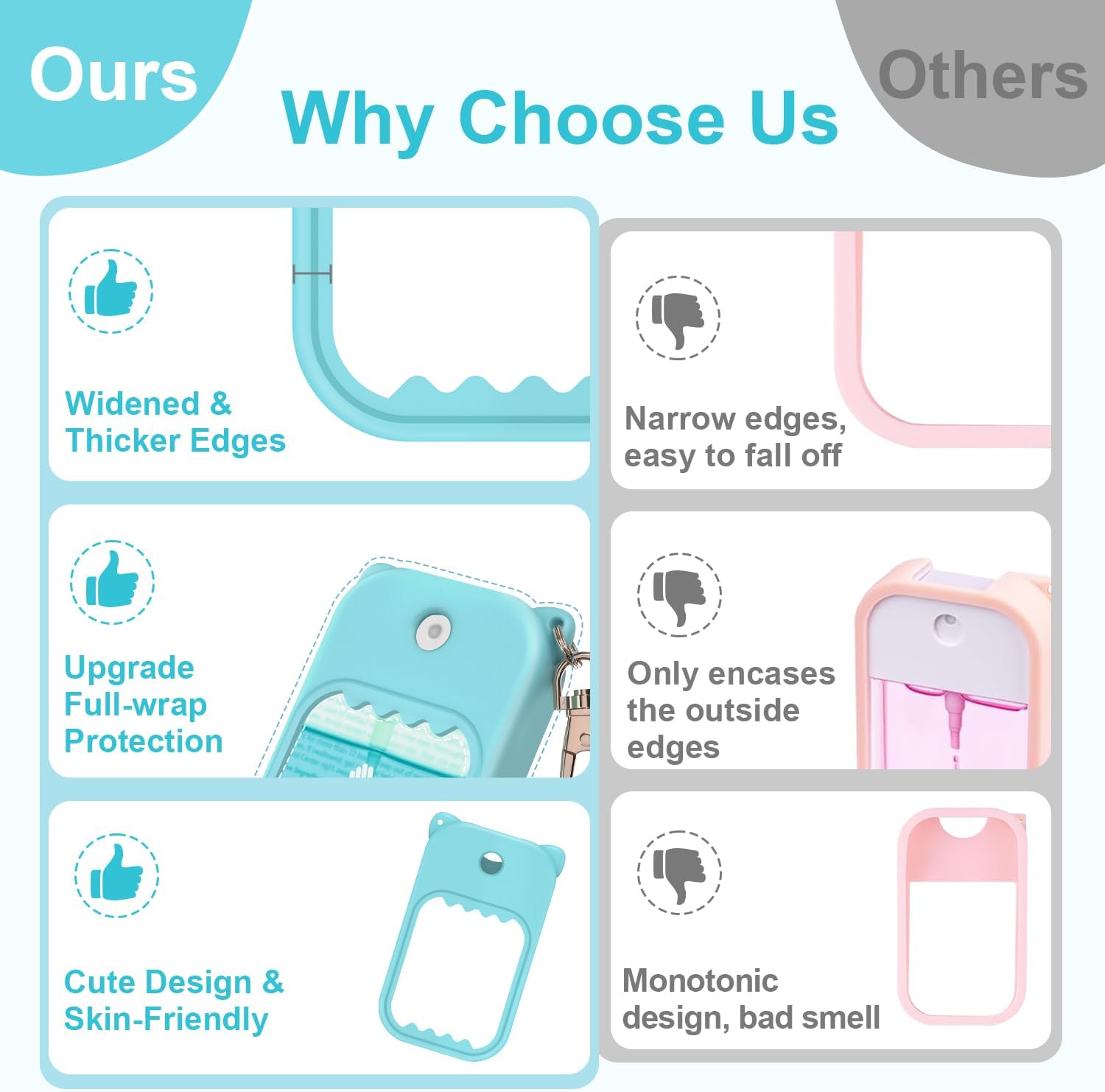 Hand Sanitizer Spray Case for Touchland Silicone Touchland Case Keychain Cute Hand Sanitizer Spray Holder Compatible with Touchland Power Mist Gentle Mist Glow Mist, Blue - Image 3