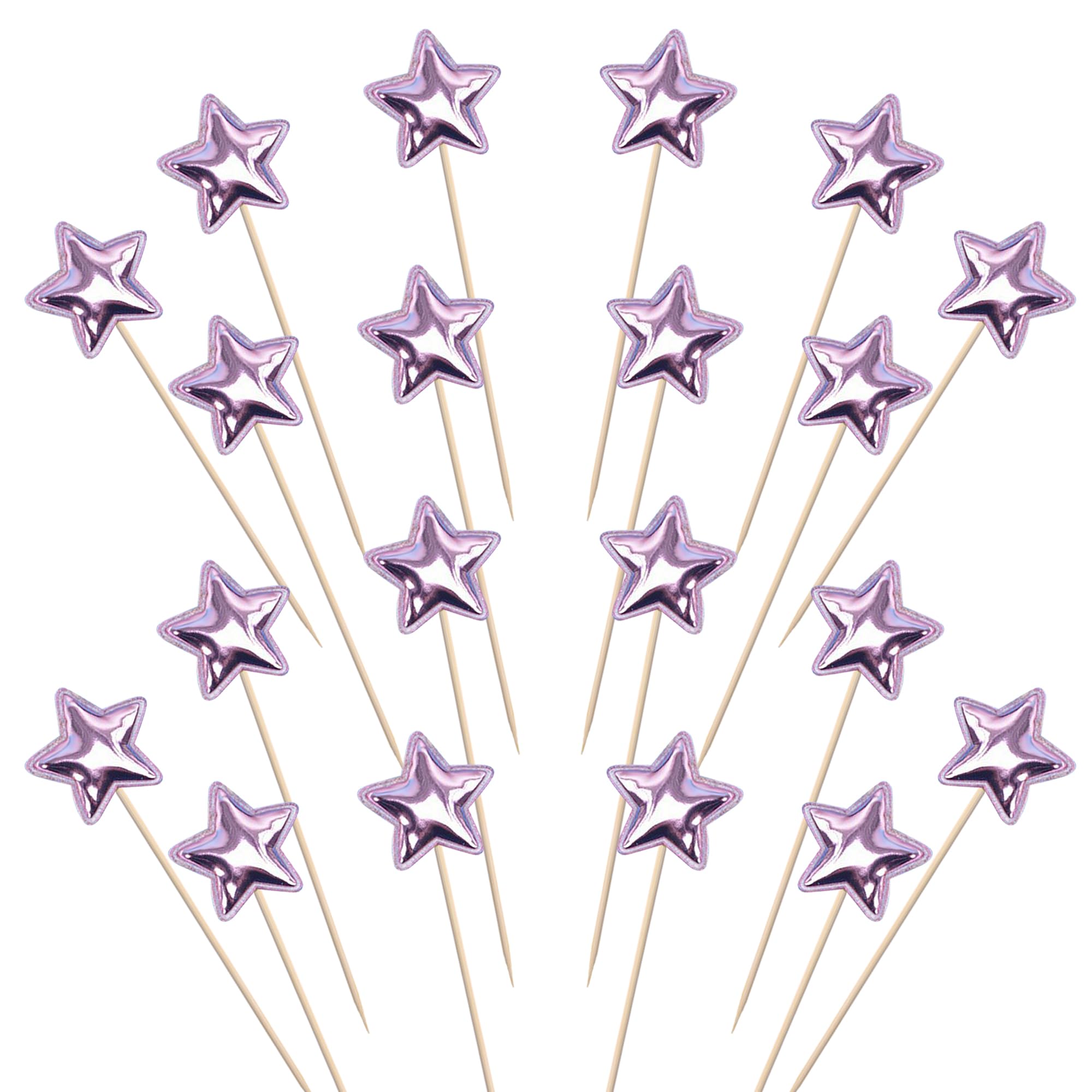 SYKYCTCY 30 Pack Star Cake Toppers Glitter Celebrating Birthday Cake Picks Baby Shower Kids Birthday Cake Decoration for Boys Girls Birthday Party Anniversary Decoration Supplies