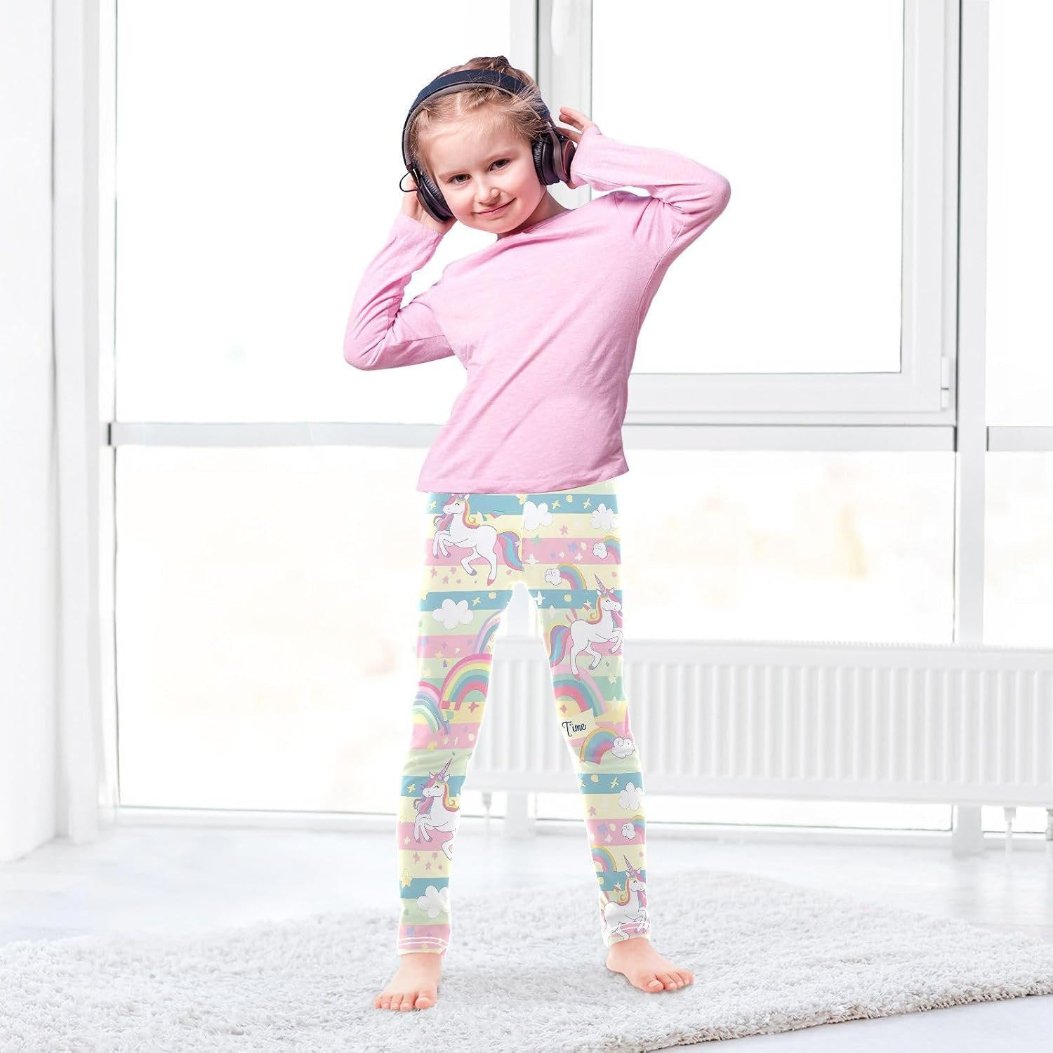 Full-Length Girls Leggings Cute Unicorn Pastel