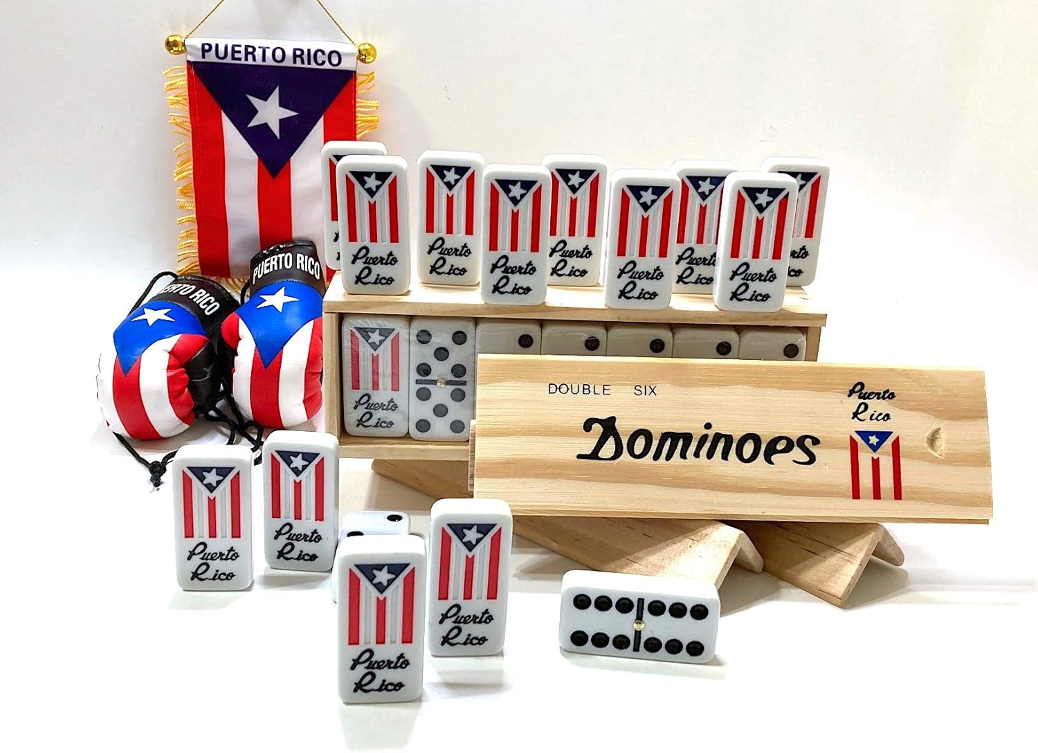Puerto Rico Dominoes Set Domino de Puerto Rico Flag Tiles Boricua PR Puerto Rican Classic Must Have Combo Pack